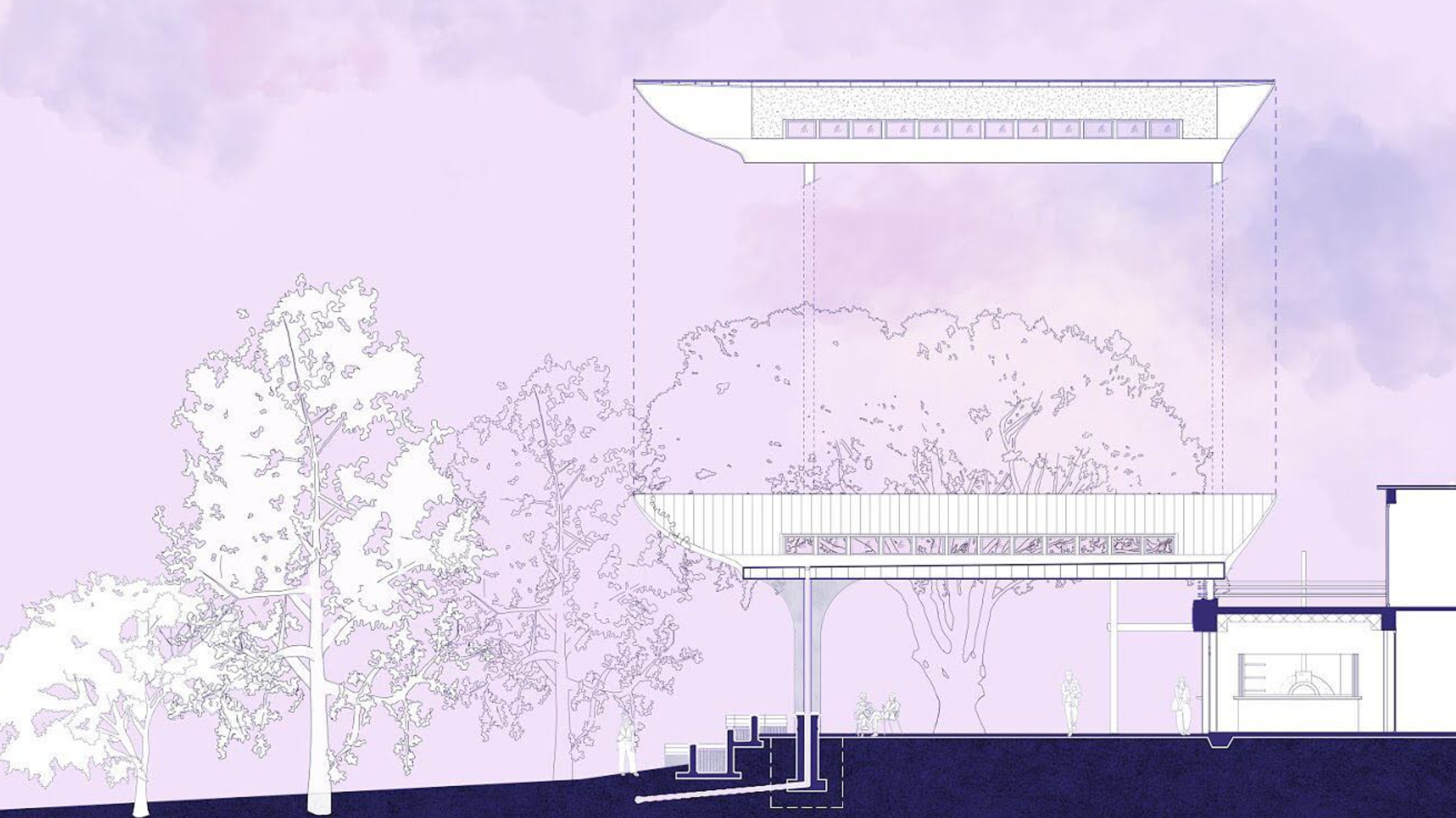 Rebel Base Collective architectural section illustration