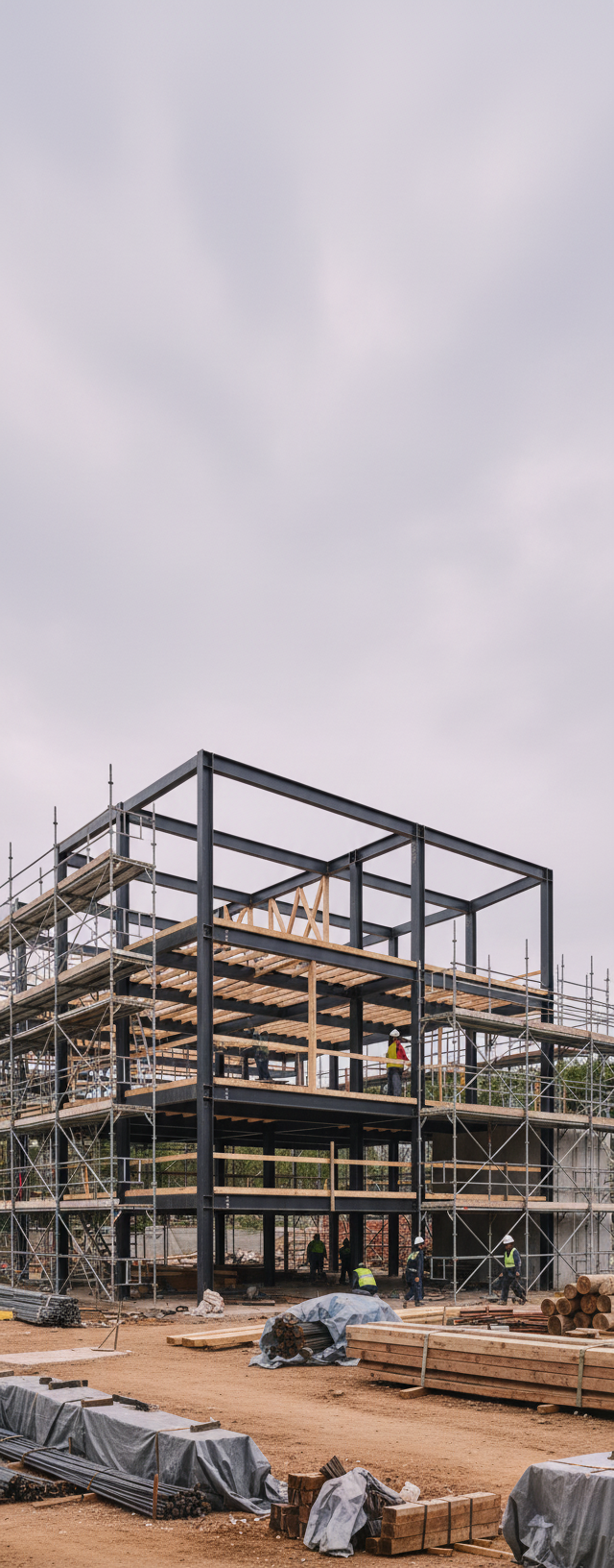 Structural frame on a Rebel Base Construction site