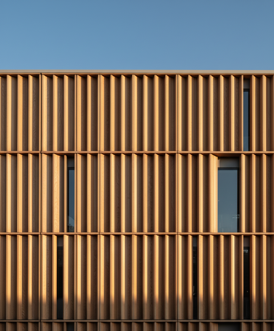 Timber louvre screen